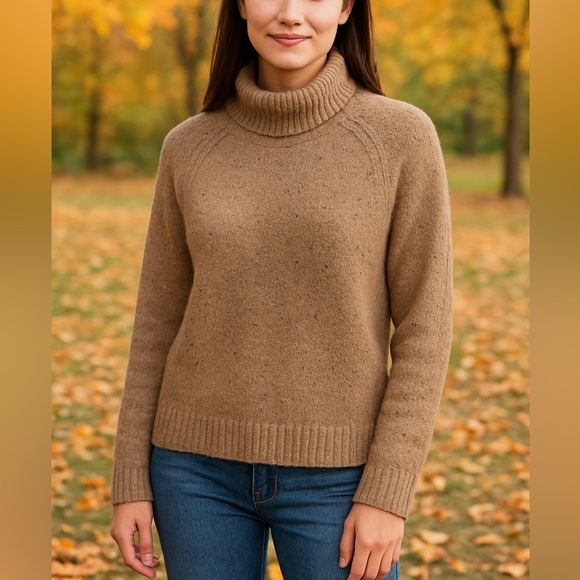 Vince 100% Cashmere Speckled Cowl Neck Tan Sweater Medium - Picture 1 of 12